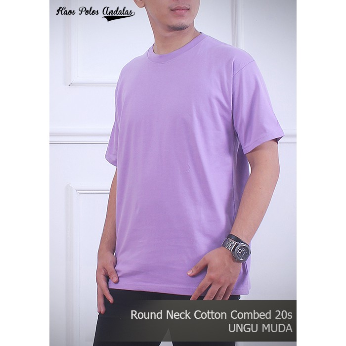 Kaos Polos Cotton Combed 20s Lengan Pendek Ungu Muda