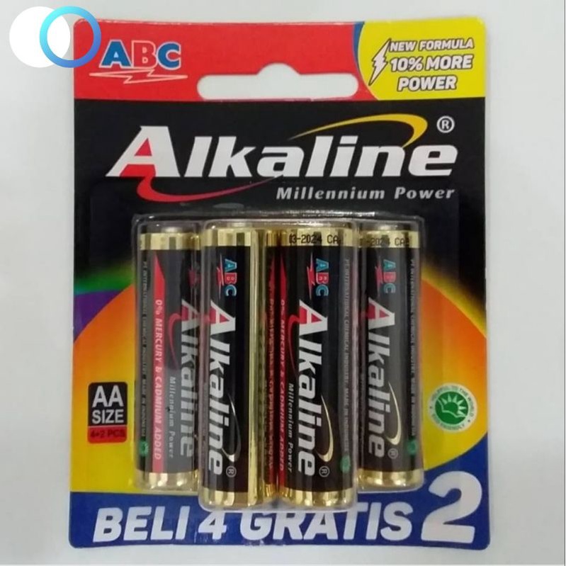 baterai alkaline AA isi 6 / baterai alkaline AA 4+2
