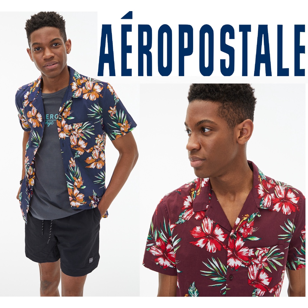 AEROPOSTALE Kemeja Resort Shirt Original Pantai Adem Formal Cotton Pria Floral