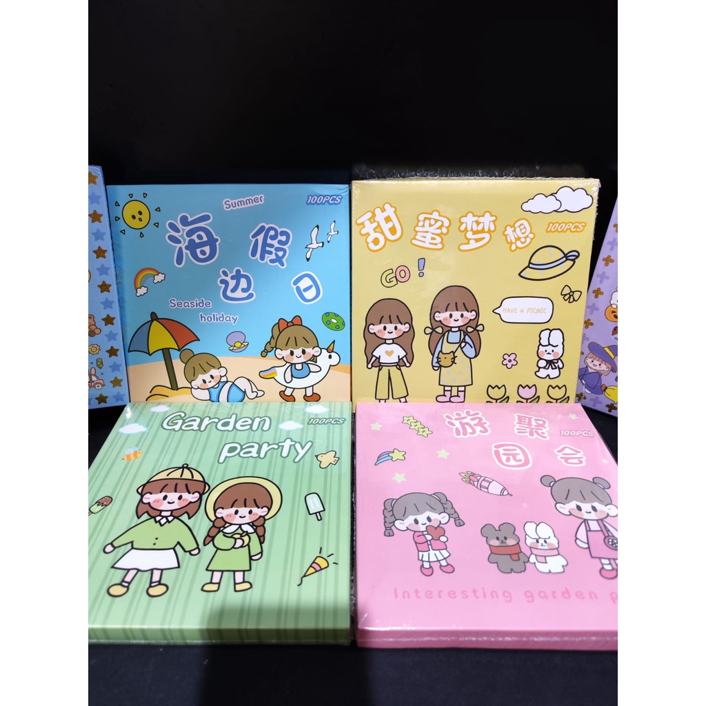 (RUCI) Sticker Botol Minum 2D Plastik Anti air / Buku Diary Stiker Motif / Stiker Anti Air Botol Hp Laptop Lucu ( 1Lembar )