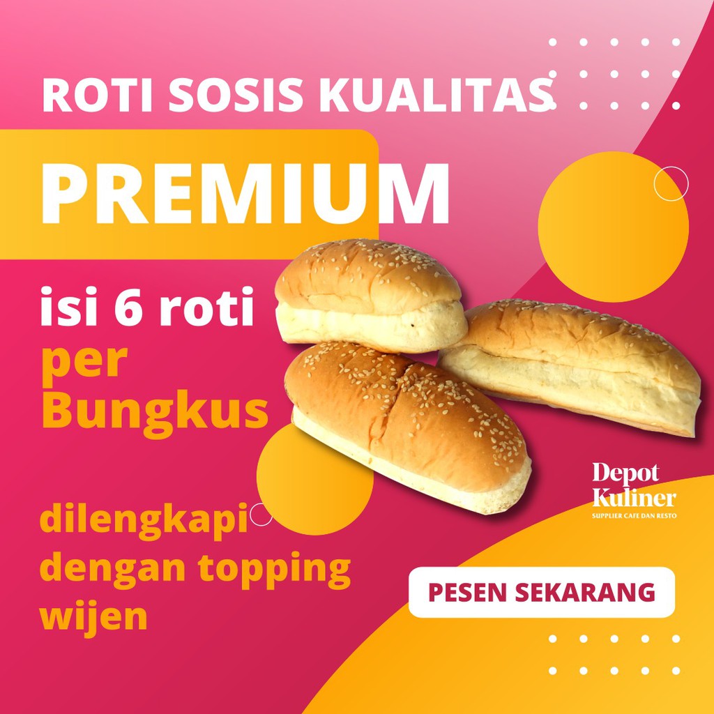 Roti Sosis / Roti Hotdog dengan Wijen Murah isi 6 Pcs