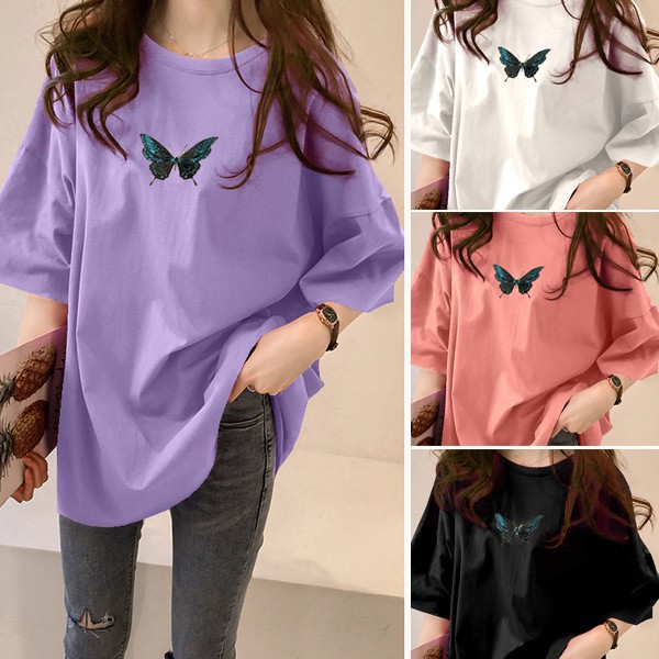 OVERSIZE TSHIRT KUPU BUTTERFLY LILAC BAJU KAOS TUMBLR 