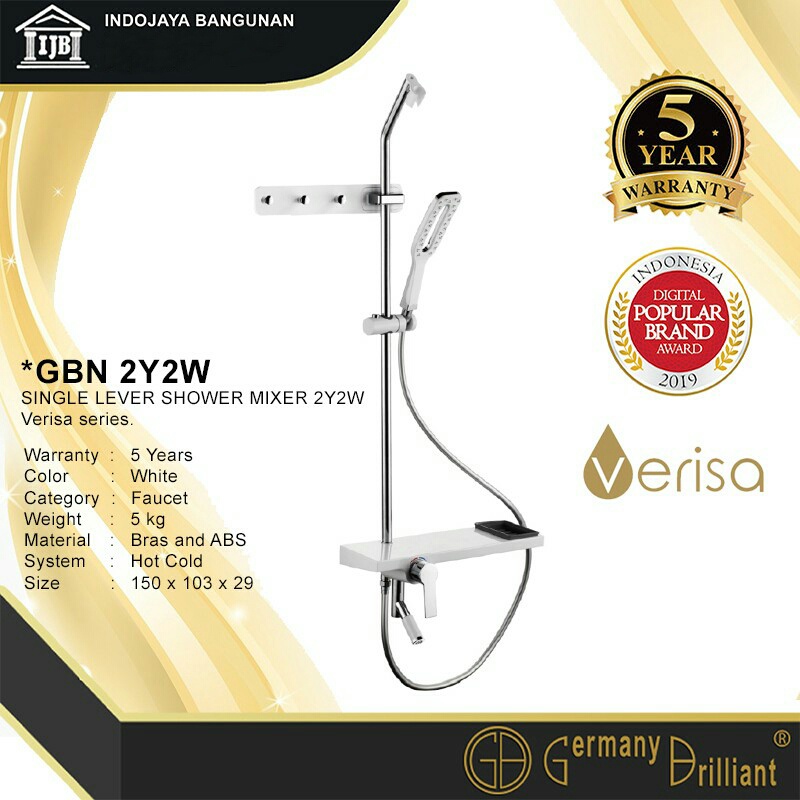 Shower Tiang Germany Brilliant GBN 2Y2W Putih White