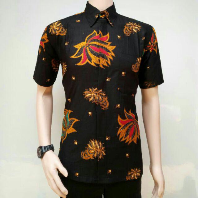 Bswart Batik Hrb026 Kenongo Hem Pendek Padi Pekalongan M L Xl Batik Pria Murah Modern Grosir Batik