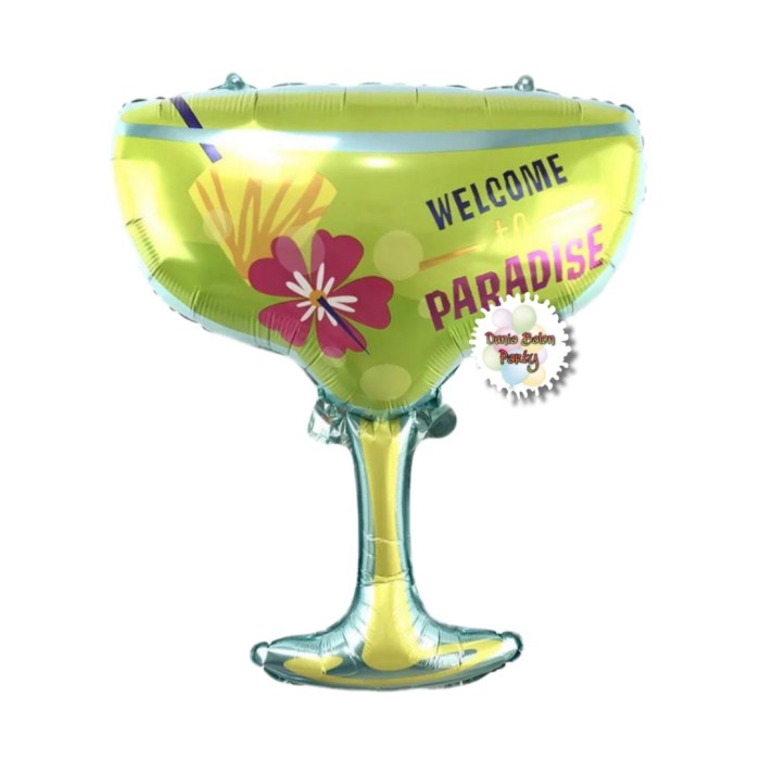 Balon Foil Gelas Cocktail Welcome to Paradise Jumbo