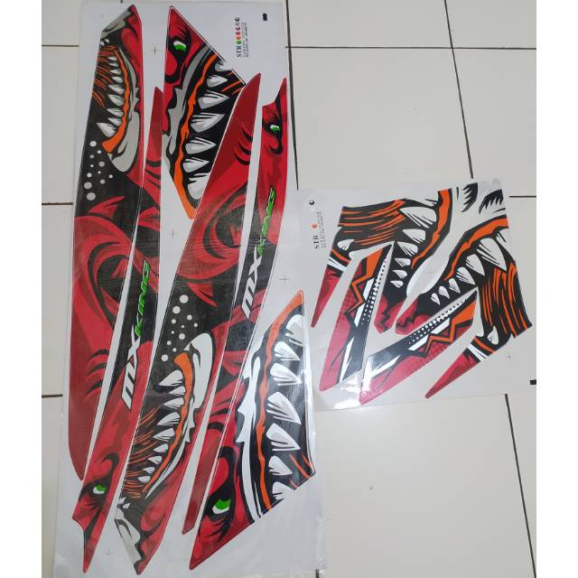 Striping sticker variasi Yamaha MX king 150 shark merah