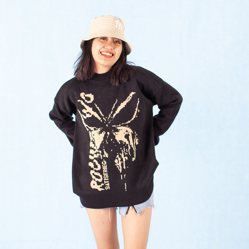 Yesyou Butterfly Black Oversized Knitwear