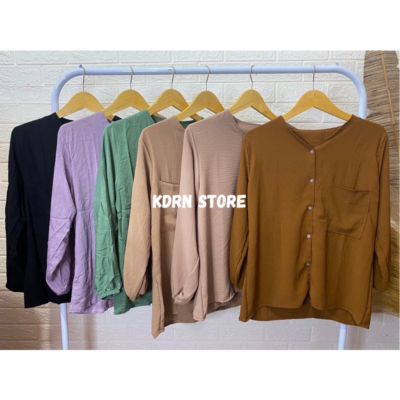 HEVA BLOUSE WANITA BAHAN CRINKLE KEKINIAN-2