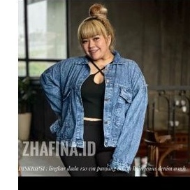 Jaket jeans over size/jaket  jumbo/jaket big size LD:150cm PB:60cm