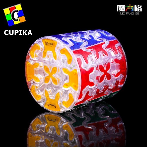 Rubik Gear Cube QiYi Barrel Cylinder Transparan Silinder Transparent