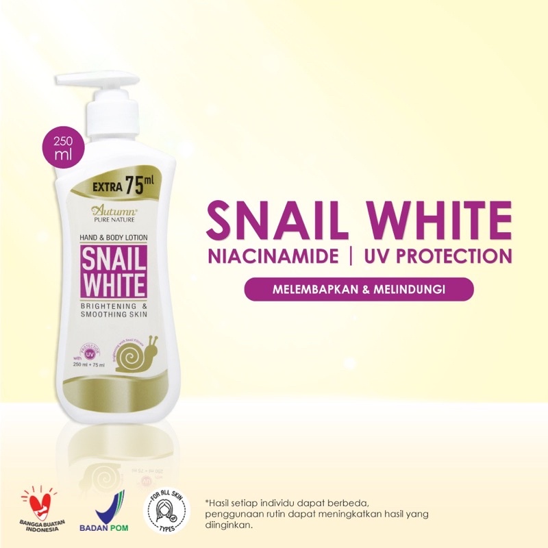 Ready Stok GROSIR BPOM AUTUMN PURE NATURE HANDBODY LOTION SNAIL WHITE 250ML ORIGINAL PRODUK