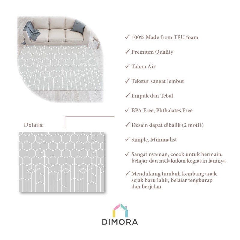 Dimora TPU Large - Edge Gray / Mosaic Navy TPU Play Mat/Karpet main anak