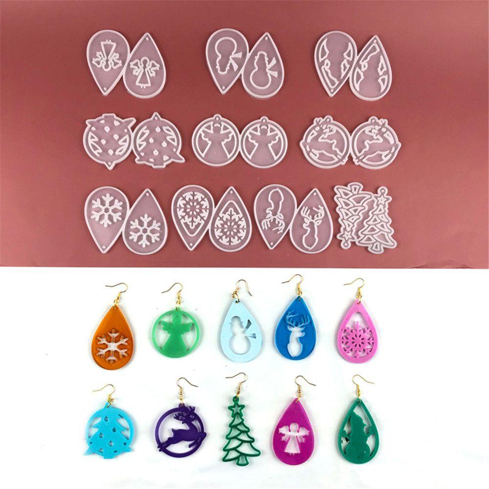 Solighter Anting Cetakan Resin DIY Membuat Perhiasan Alat Menjuntai Kristal Resin Silikon Cetakan