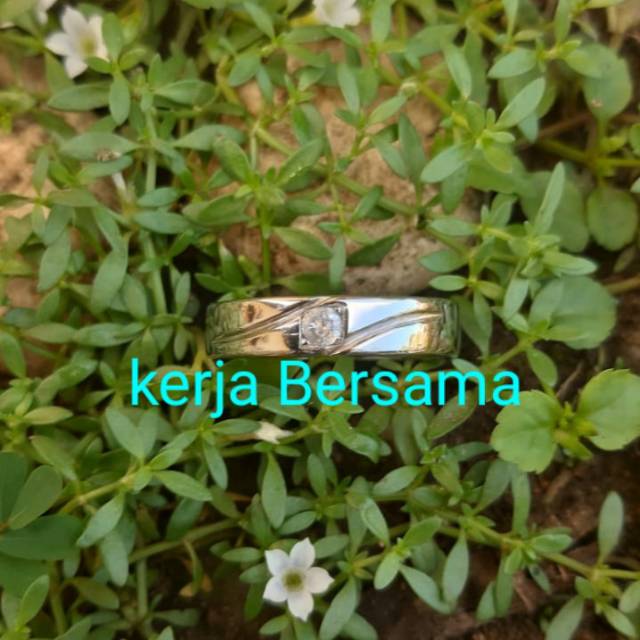 cincin perak pria wanita polos mata berlian eropa