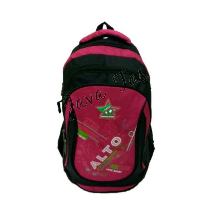 Tas Ransel Alto Sekolah JV-7387 Pink + Waterproof Raincover