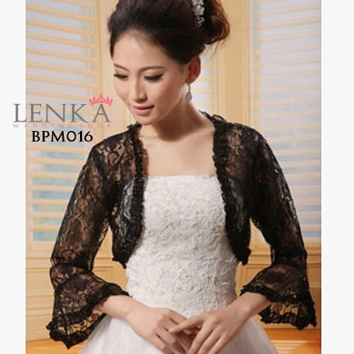 (READY STOCK) AKSESORIS BOLERO CARDIGAN LACE PENGANTIN PESTA HITAM BPM016