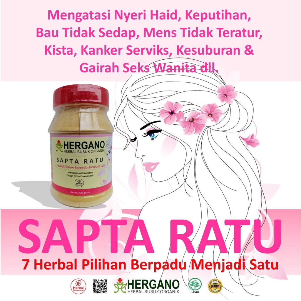 

minuman herbal wanita untuk obat nyeri haid, obat keputihan,obat kista kanker rahim HERGANO SAPTA RATU