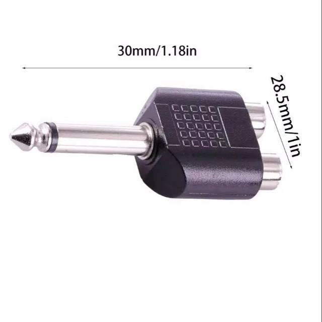Jack Cabang Toa Gede ke female RCA 6.5mm 6.35mm plug ke 2 steker mono Audio video Transfer splitter