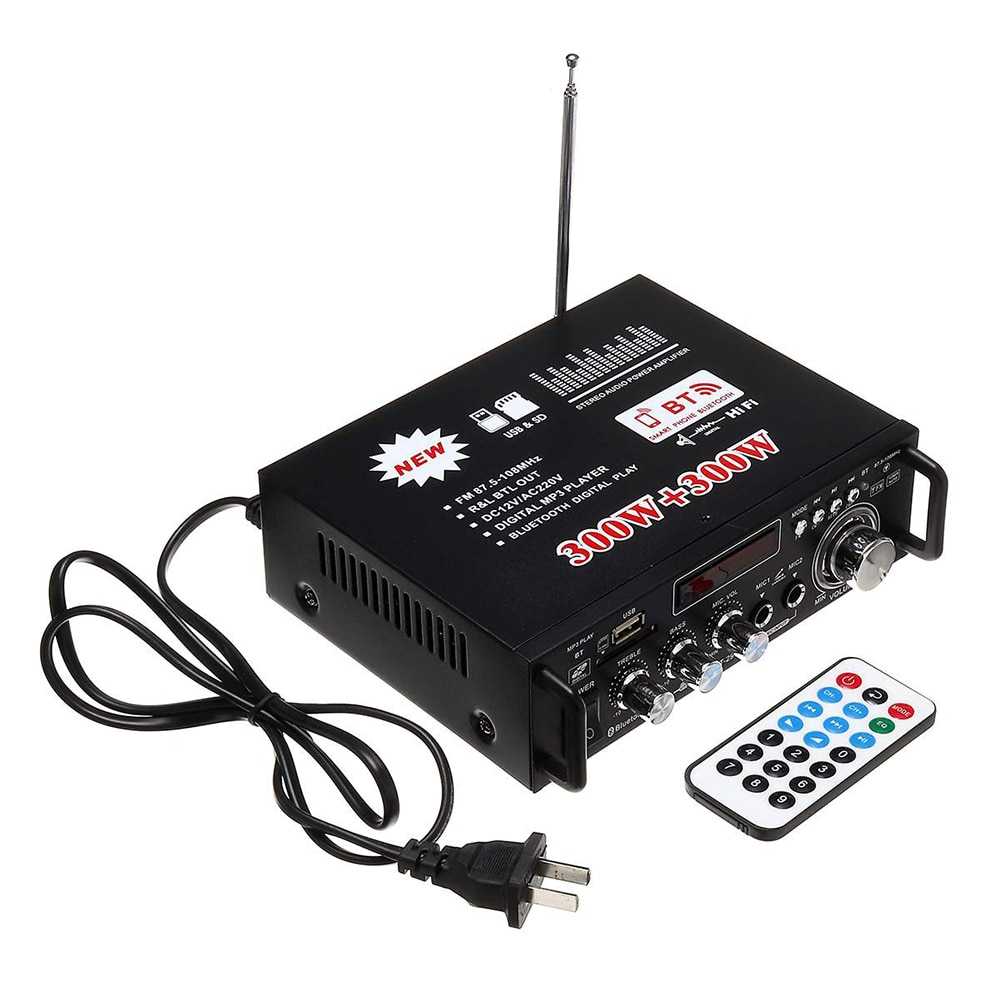 Audio power Amplifier Home Theater FM radio Bluetooth EQ 600W multi fungsi amplifier mic + remote