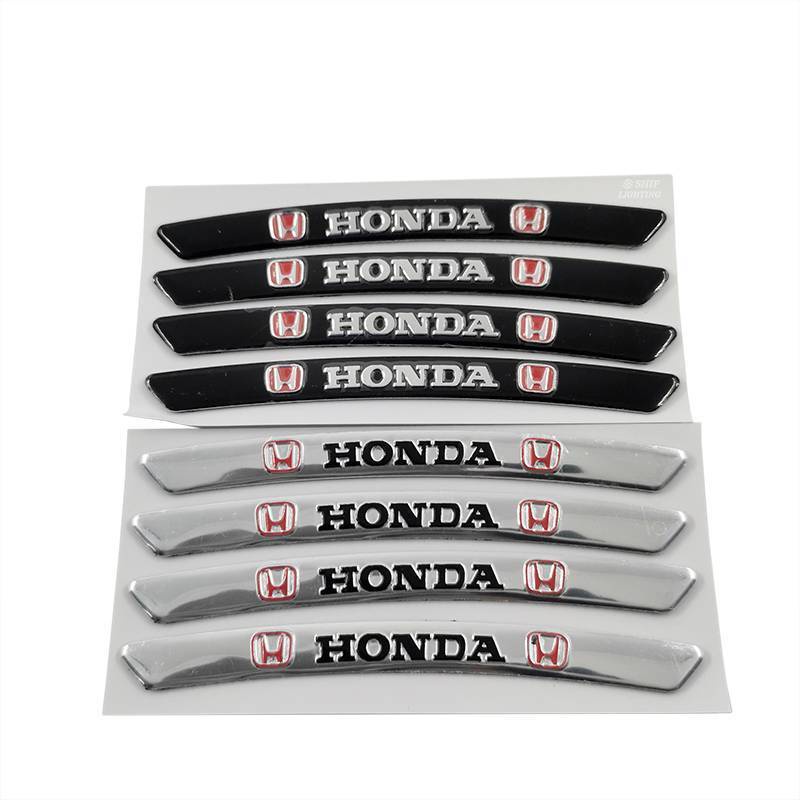 4pcs Stiker Emblem / Badge Logo Honda Bahan Aluminum Untuk Dekorasi Ban Mobil