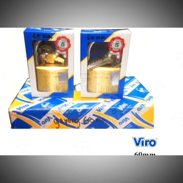 (BT) GEMBOK VIRO 60MM ASLI. GEMBOK KUNINGAN VIRO ORIGINAL. GEMBOK VIRO 60MM. GEMBOK KUNINGAN 60MM. G