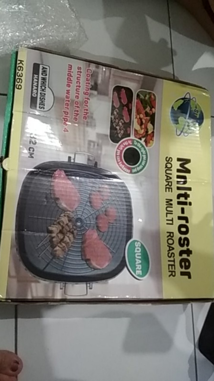 Hanaro Square Multi Grill (marble Platinum) I Korean Bbq Grill Pan / Bulgogi Pan Kotak