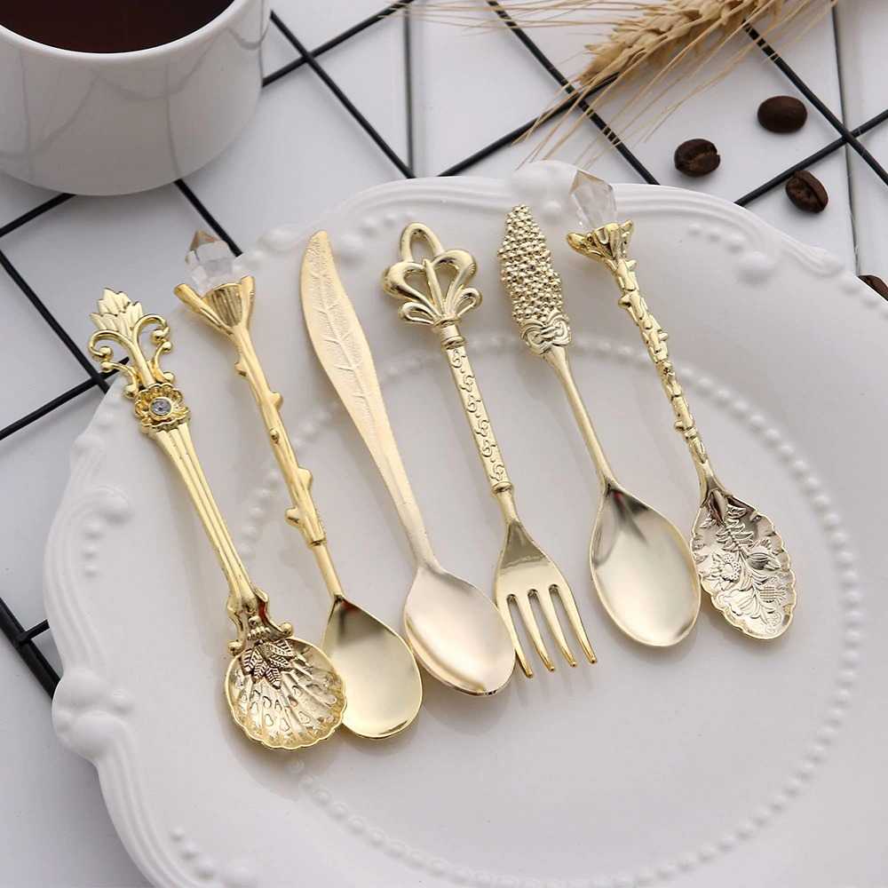 TD - PR1 JYC Set Sendok Garpu Teh Vintage Teaspoon Fork Royal Style - LTA057