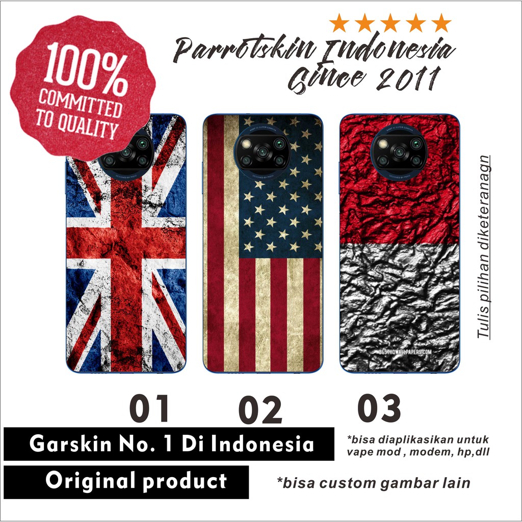 Garskin Skin Xiaomi Poco X3 NFC bendera inggris usa indo anti gores &amp; jamur include lens protector