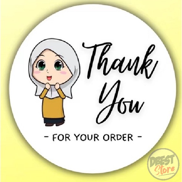 STICKER TAPE CUSTOM THANK YOU 1 ROLL ISI 500 PCS MADE WITH LOVE FOR YOUR ORDER HIJAB 2.5 CM