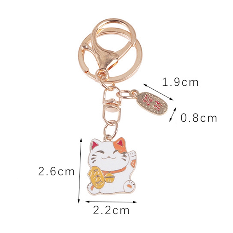 Gantungan Kunci Bentuk Kartun Kucing Keberuntungan Bahan Alloy Gaya Jepang Untuk Dekorasi Tas Wanita