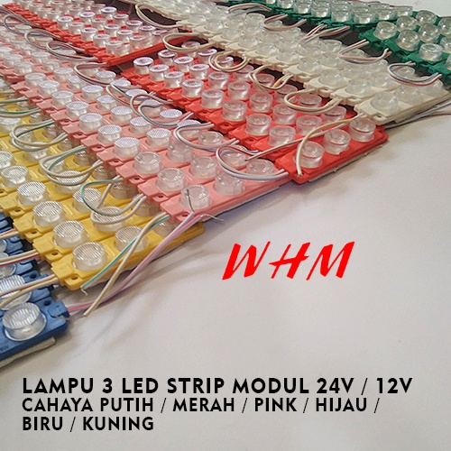 LAMPU LED MODUL 1PCS 3 MATA BESAR DC 12V / 24V VARIASI LAMPU MOBIL MOTOR MODULE