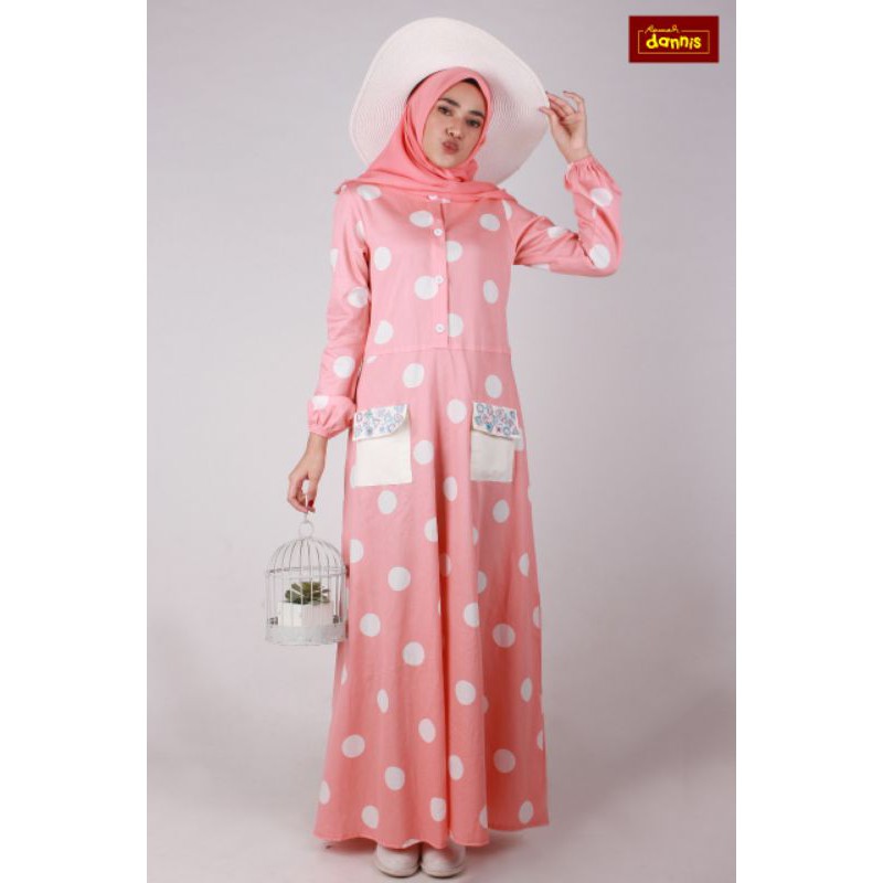 Abaya Dannis Polkadot A200313 Peach