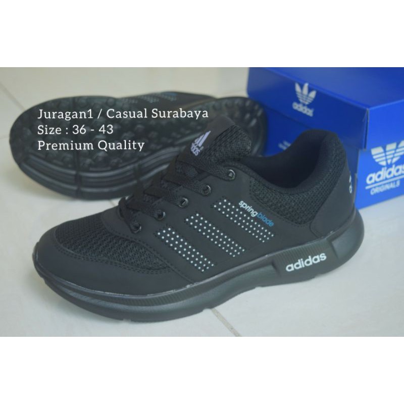 Sepatu Sekolah Full Hitam Polos Full Black. Sepatu Ads Full Black Laki - laki, Perempuan Unisex. Sepatu Sekolah Kerja Full Black Polos Ada Sport Sneakers.