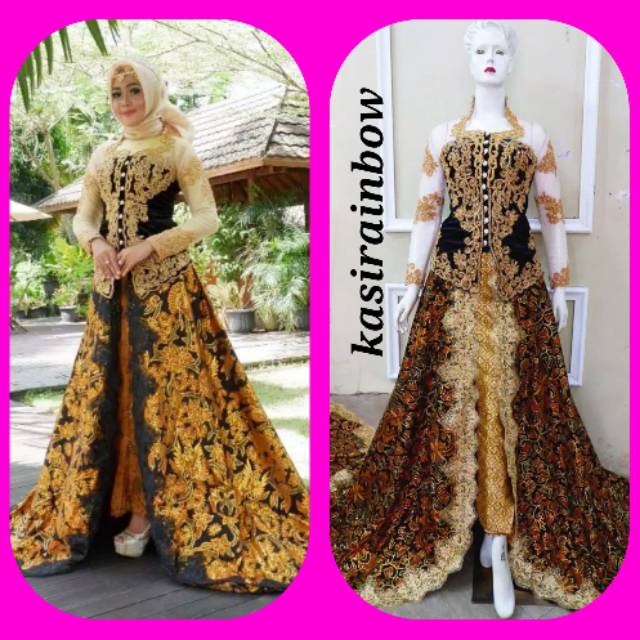 Kebaya Bludru Rok Jarik Ekor Panjang