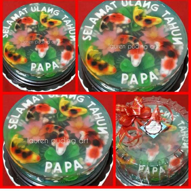 Puding ultah, puding mie terbang, puding art rose, birthday party, gift