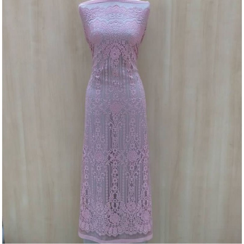 kain brukat semi prancis panel, Lace panel cotton