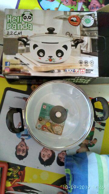 Maspion Hello Panda Panci Enamel 22 Cm