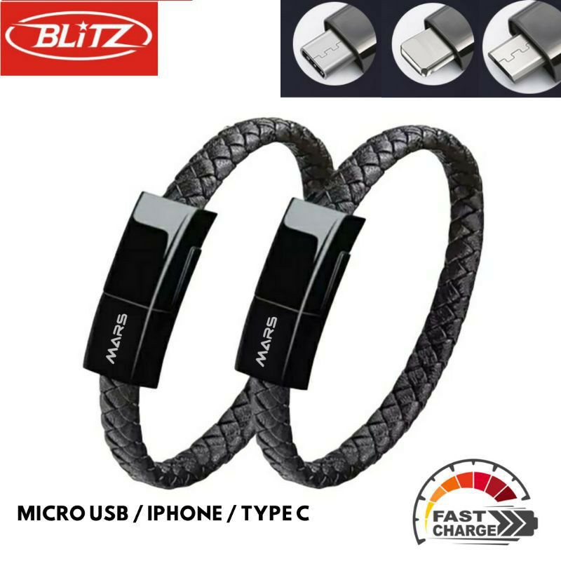 BLiTZ Mars KM-05 Kabel Data Charger Type C / iPhone / Micro USB Gelang Fast
