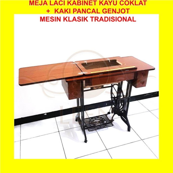 Meja Laci Kabinet Kaki Pancal Genjot SET Mesin Jahit Tradisional LEEN