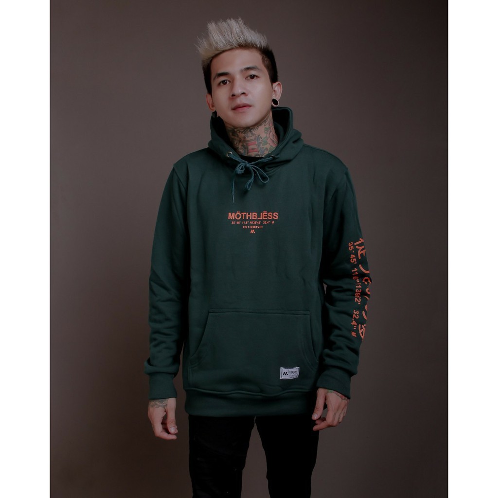 Jaket Hoodie MOTHBLESS HAND LIST JAPANESE – Green Edition Trendy Casual  Unisex Good Brand Quality S