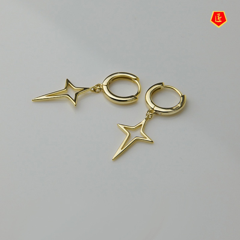 [Ready Stock]New Simple Silver Female Hip Hop Gold Earrings