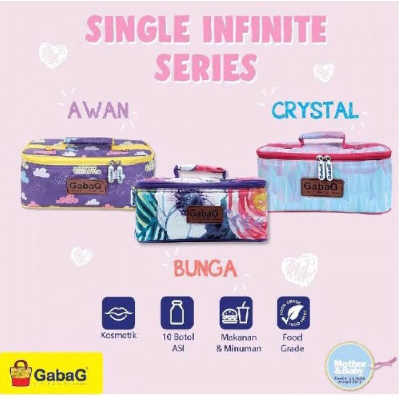 GABAG COOLER BAG TAS ASI - MOTIF AWAN CRISTAL BUNGA FREE ICE GEL