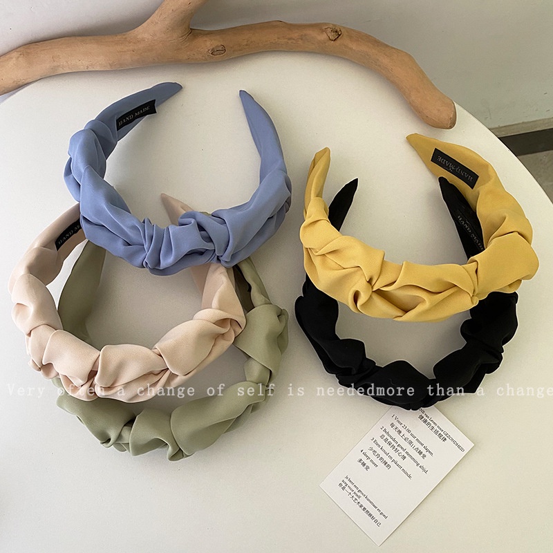 Bando Scrunchie Bando Korea Kerut Headband Aneka Warna Ikat kepala lipit Korea