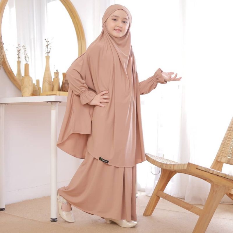 Gamis Anak French Khimar Fatimah Set ( Coksu - XXXL )
