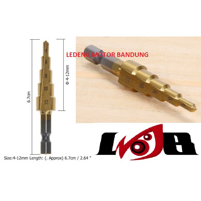 Mata Bor Pagoda Tangga Payung Drill Bits Size 4 6 10 12mm Serba Guna