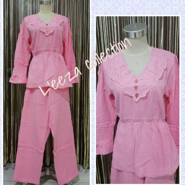 Piyama Pp dewasa Renda peplum