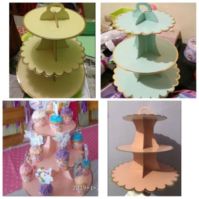 3 tier stand cupcake list gold