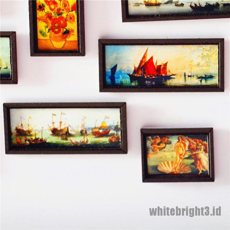 {white3} Dollhouse Miniature Photo Frame Oil Painting Wall Painting Furniture Accessories