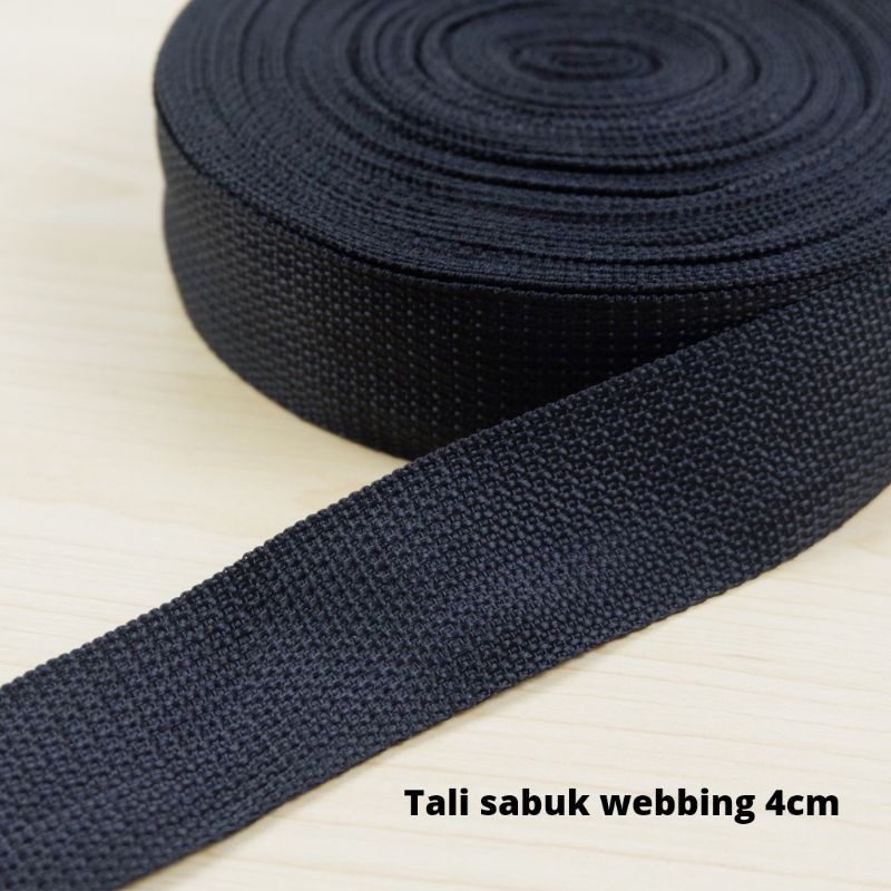Per Roll Tali Sabuk Webbing lebar 4cm isi 30yard bahan nylon webing Hitam Termurah Kualitas Bagus Gr