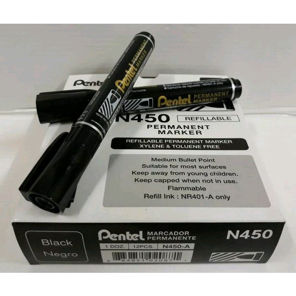 

Spidol Pentel Permanent Marker N450 - Hitam harga12 Pcs